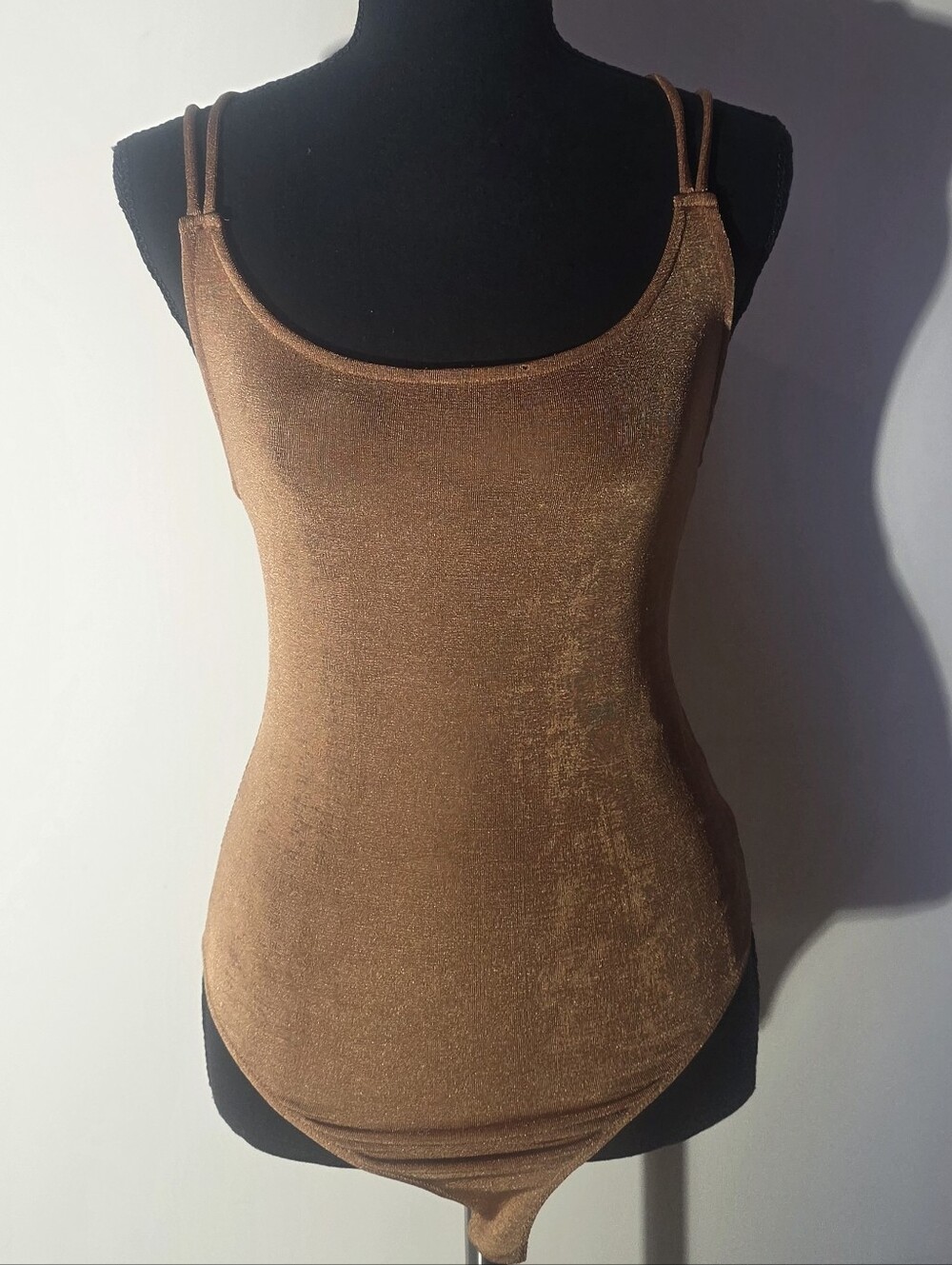 Elodie Women's Shimmery Brown Tank Bodysuit (Size M)